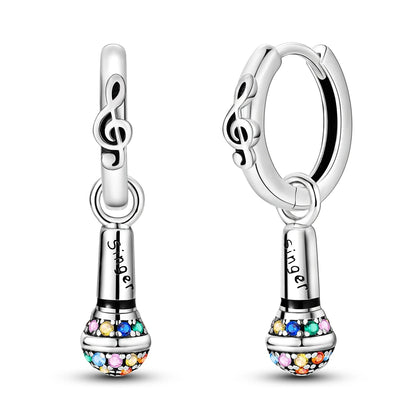Orecchini a cerchio originali in argento 925 con stella, luna, trifoglio e farfalla con zirconi, perfetti per la creazione di gioielli e come regali di nozze per donne e ragazze.
