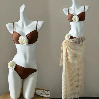 Nuovo bikini a 4 pezzi da donna a vita alta, modello Fairy Sweet, 2026 - Stampa alla moda, ideale per vacanze al mare, feste estive e molto altro.