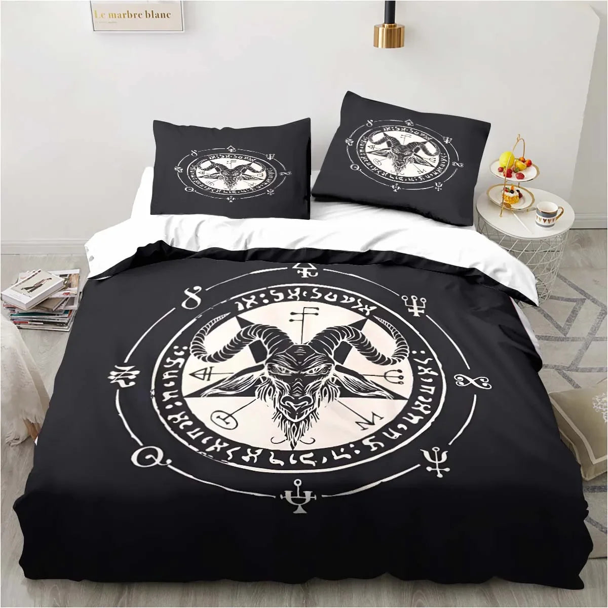 Satanic Bedding Demon Twin Bedding Hell Death Set 3 Piece Comforter Set Bed Duvet Cover Double King Cover Home Textile