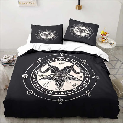 Biancheria da letto satanica, biancheria da letto per letto singolo con tema demoniaco, set inferno e morte, set copripiumino da 3 pezzi, copripiumino matrimoniale king size, tessuti per la casa.