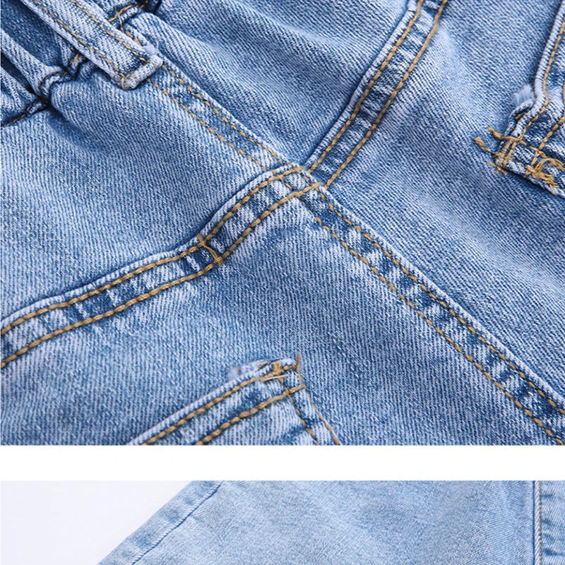 1 pz Pantaloncini di jeans estivi per bambina, a vita media, per neonate e adolescenti, casual, classici, alla moda, larghi, morbidi, in denim.