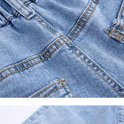 1 pz Pantaloncini di jeans estivi per bambina, a vita media, per neonate e adolescenti, casual, classici, alla moda, larghi, morbidi, in denim.