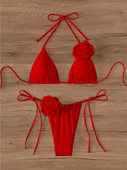 Set bikini sexy da donna, costume da bagno 2024, nero e bianco, stampa floreale 3D, micro bikini, costume da bagno brasiliano con ritagli, perizoma.
