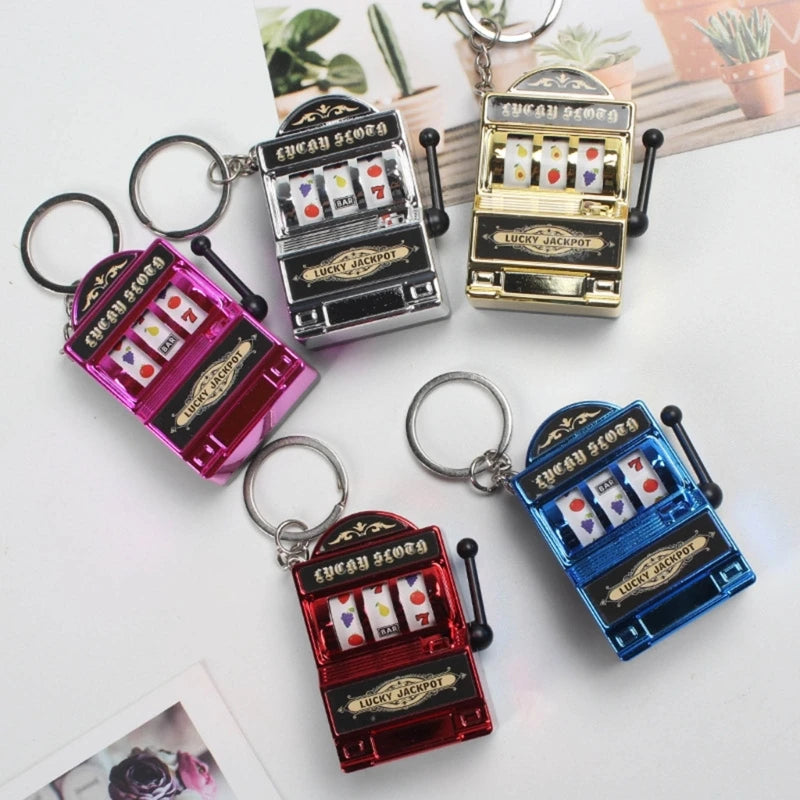 Portachiavi portafortuna, portachiavi jackpot, mini ciondolo da casinò, ciondolo per borsa, regalo originale per bambini e adulti