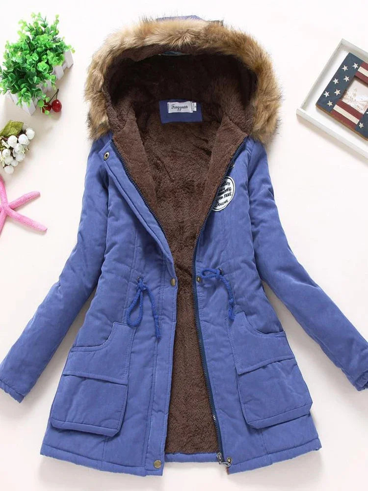 Qpipsd 2025 New Autumn Winter Women Cotton Jacket Padded Casual Slim Coat Emboridery Hooded Parkas Wadded Warm Overcoat
