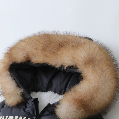 Tutina invernale per neonati, abbigliamento per neonati imbottito, tutina calda in velluto con guanti e cappuccio, tuta da neve per neonati.