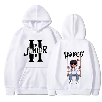 Felpa con cappuccio da uomo primavera 2024 Junior H Sad Boys Harajuku Girls Hip Hop Pullover Elegante Regalo musicale Casual Ampia Comoda Felpa