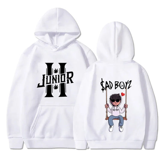 Felpa con cappuccio da uomo primavera 2024 Junior H Sad Boys Harajuku Girls Hip Hop Pullover Elegante Regalo musicale Casual Ampia Comoda Felpa
