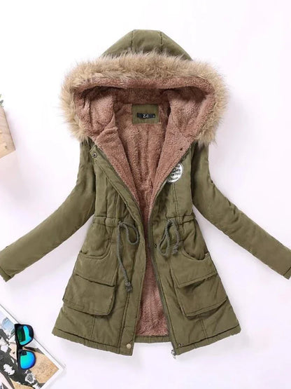 Qpipsd 2025 New Autumn Winter Women Cotton Jacket Padded Casual Slim Coat Emboridery Hooded Parkas Wadded Warm Overcoat