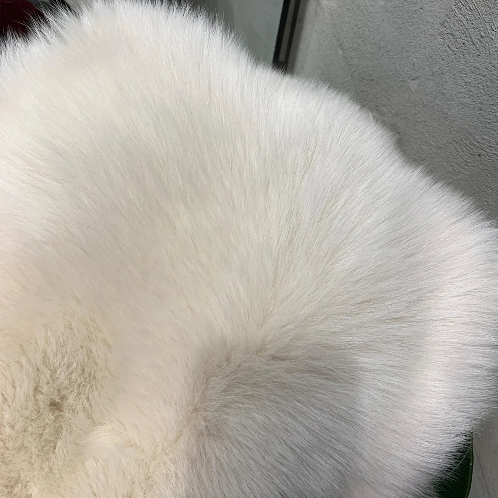 # Golden Fox Fur Jacket Lady Real Fox Fur Coat Short Female Long Sleeve Natural Fur Cloth with Collar