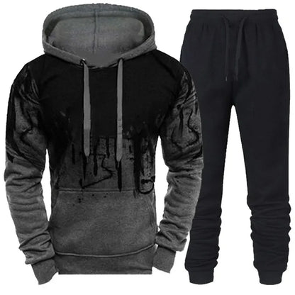 Tute sportive da uomo di tendenza autunno/inverno, felpa con cappuccio mimetica + pantaloni, set di 2 pezzi, abbigliamento sportivo con stampa 3D, tute da jogging.