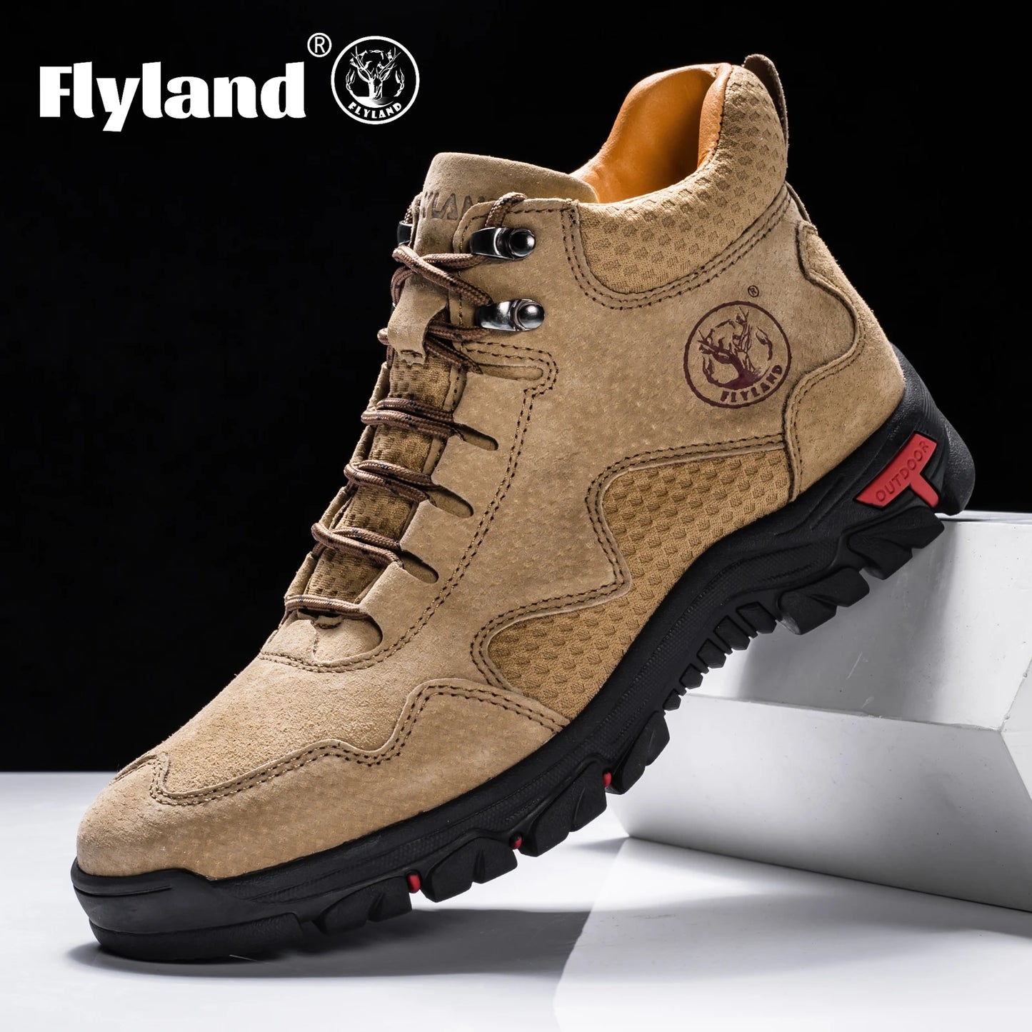 Stivaletti da uomo FLYLAND, scarpe casual in pelle, stile vintage, cuciture a mano, scarpe morbide, fatte a mano per il lavoro.