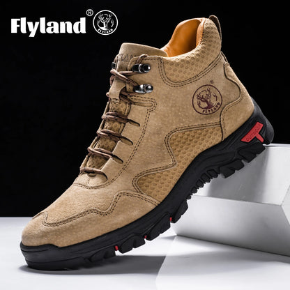 Stivaletti da uomo FLYLAND, scarpe casual in pelle, stile vintage, cuciture a mano, scarpe morbide, fatte a mano per il lavoro.