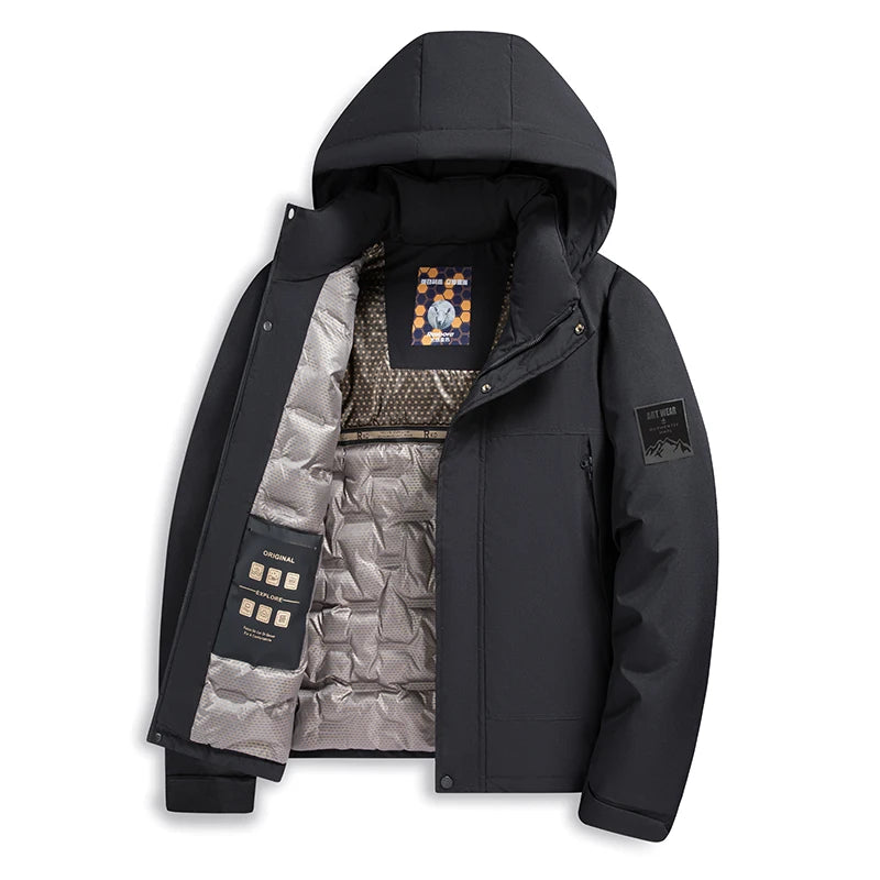 Men's 2025 Winter Fluorescent Green Wool Blend Cotton Jacket - Fluorescent Green (Black/Red/Khaki) Cotton-Padded Jacket
