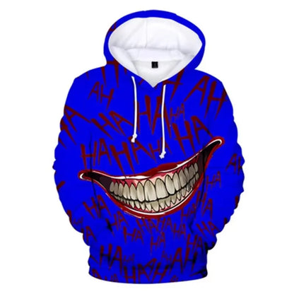 Felpa con cappuccio Haha joker con stampa 3D, uomo/donna, stile hip hop, divertente, autunnale, streetwear, sottile, oversize, per coppie.