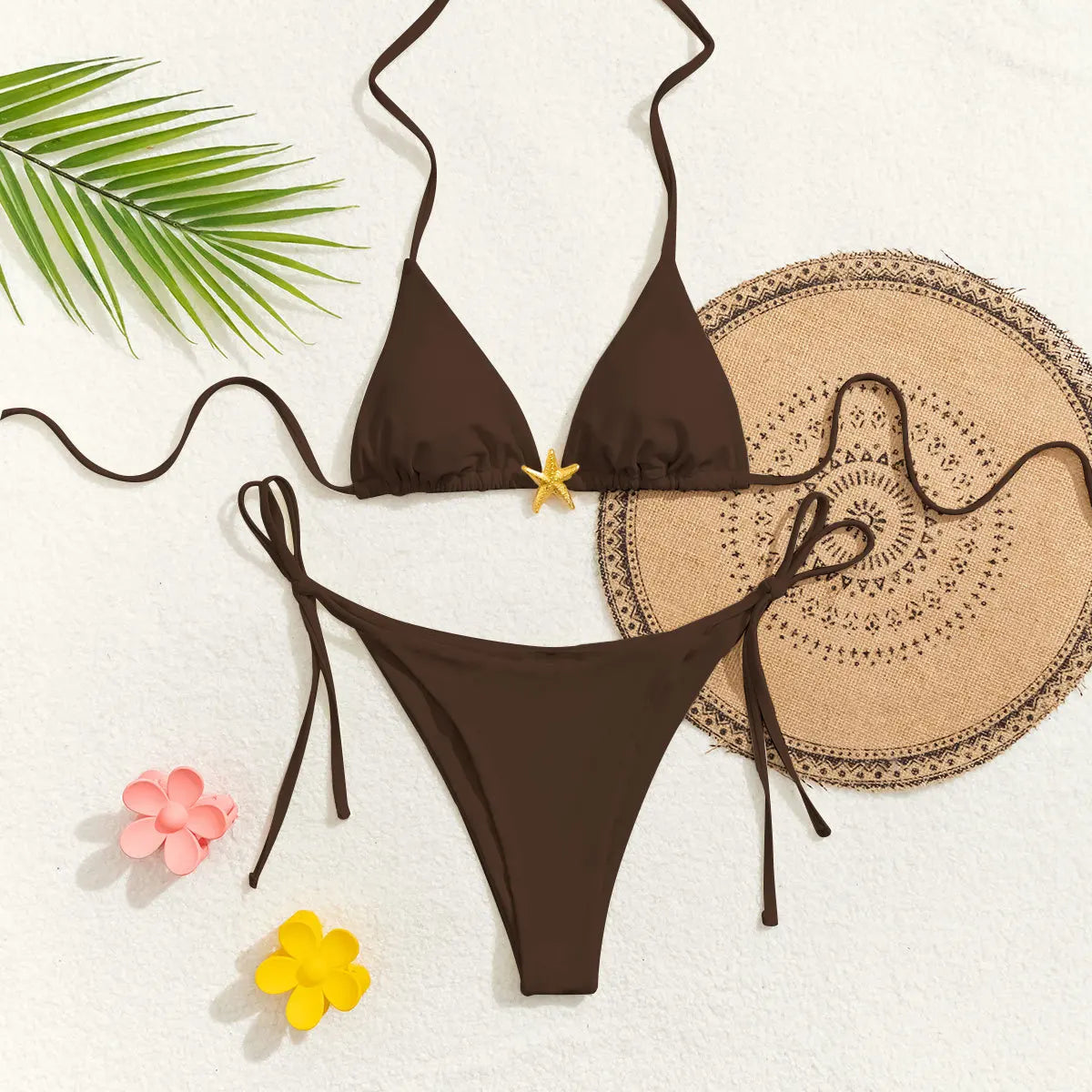"2025 New Triangle Bikini Set - Floral Print Push Up Swimsuit & Brazilian Bottoms"