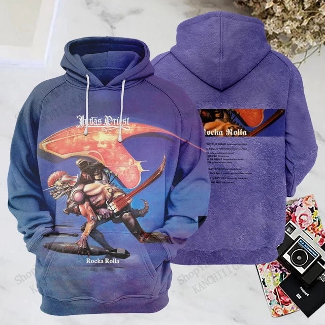 Felpe con cappuccio stampate in 3D della rock band Judas Priest, uomo e donna, moda sportiva, felpa con cappuccio, cappotto, abbigliamento da uomo, comfort, moletom
