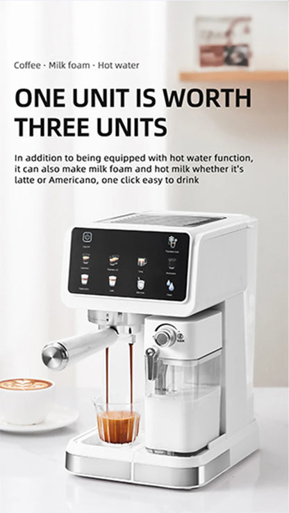 Macchina per caffè espresso italiana per uso domestico, ad alta pressione, automatica, con schiuma di latte, schermo a colori intelligente, macchina per caffè integrata