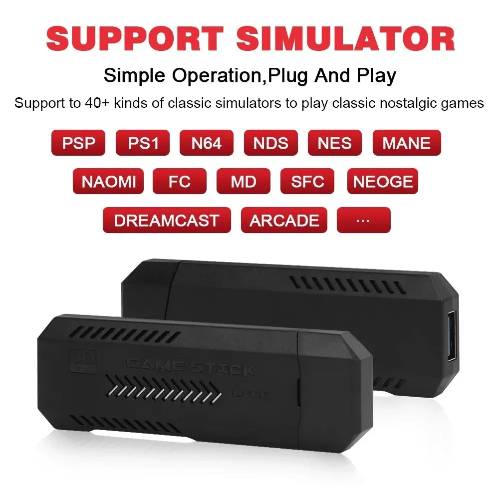 X2 Ultra Pro Retro Game Stick 64GB/128GB Console di gioco portatile con video 4K e controller wireless, compatibile con i formati di gioco FC e GBC.