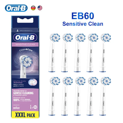 Oral-B EB60 Sensi Ultrathin Replacement Electric Toothbrush Heads Clean and Care Sensitive Original Refill Tooth Brush for Adult