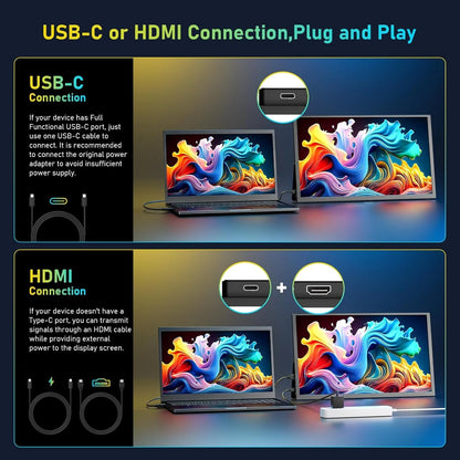UPERFECT 18.5 Inch 4K Portable Monitor Gaming PC Displays IPS HDR Laptop TV External Second Screen With VESA Stand Type-C HDMI