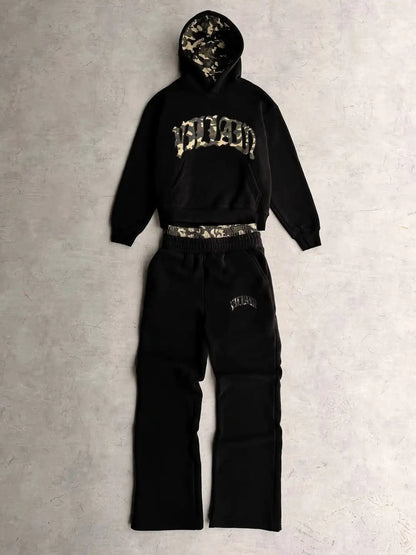 2025 New Tracksuit Men Clothing Y2K Vintage Embroidered Leopard Print Street Casual Hoodie Trendy Double Waist Unisex Sweatpants