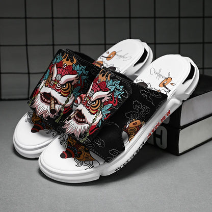 Pantofole da uomo alla moda per interni ed esterni, stile strada, spiaggia, stile coppia, infradito antiscivolo, morbide, leggere, estive, casual.