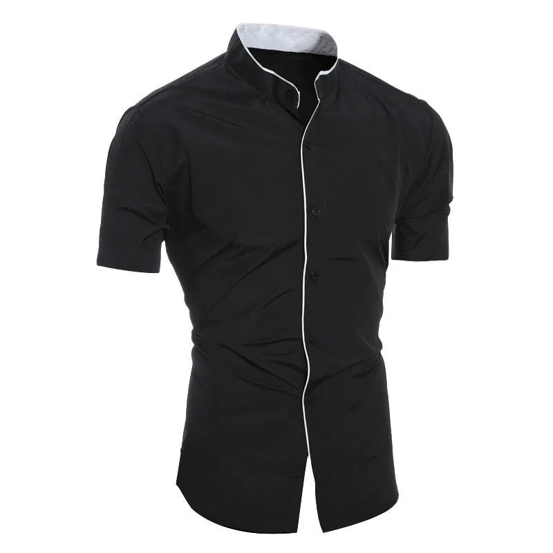 Nuova camicia casual a maniche corte da uomo, tinta unita, per il pendolarismo