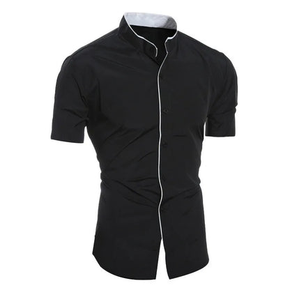 Nuova camicia casual a maniche corte da uomo, tinta unita, per il pendolarismo