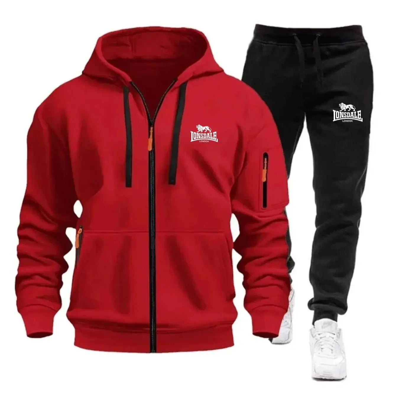 2026 New Brand Men's Winter American-Style Heavy Fleece Zip-Up Hoodie Warm Casual Sports Loose Workwear Trendy Set