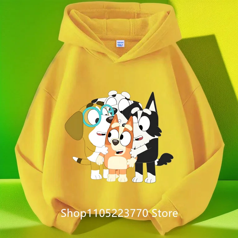 Felpa con cappuccio Bluey per bambini dai 4 ai 14 anni, autunno/inverno, calda e accogliente, con stampa di cartoni animati e anime, ideale per maschietti e femminucce.