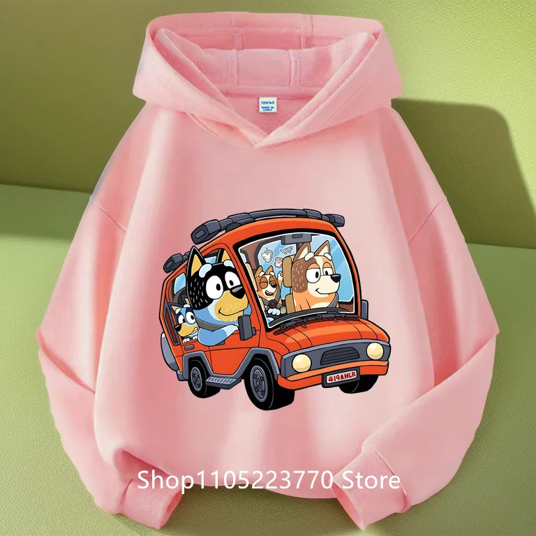 Felpa con cappuccio Bluey per bambini dai 4 ai 14 anni, autunno/inverno, calda e accogliente, con stampa di cartoni animati e anime, ideale per maschietti e femminucce.