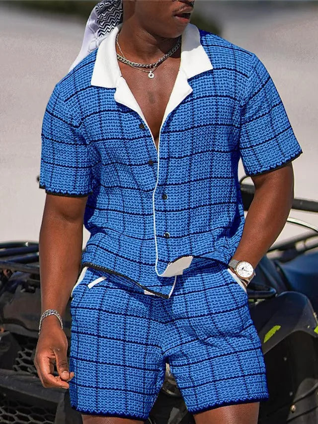 Completo da vacanza hawaiano da uomo, estivo, con camicia a maniche corte e pantaloncini, set di 2 pezzi, streetwear alla moda, abbigliamento casual con stampa 3D.