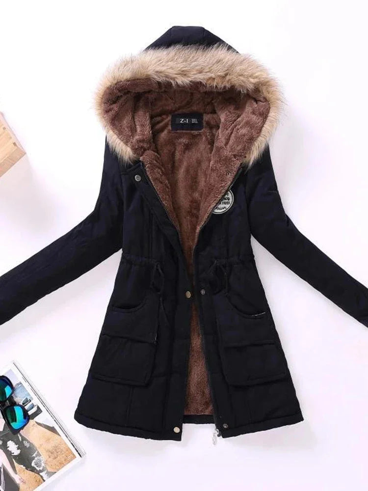 Qpipsd 2025 New Autumn Winter Women Cotton Jacket Padded Casual Slim Coat Emboridery Hooded Parkas Wadded Warm Overcoat