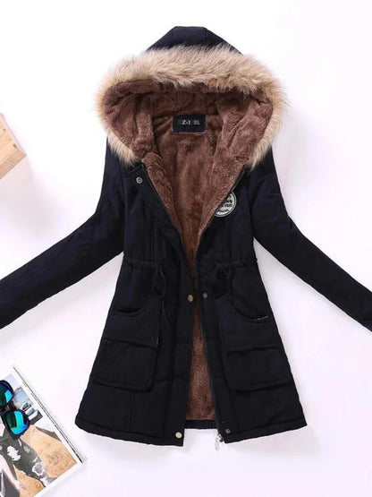Qpipsd 2025 New Autumn Winter Women Cotton Jacket Padded Casual Slim Coat Emboridery Hooded Parkas Wadded Warm Overcoat