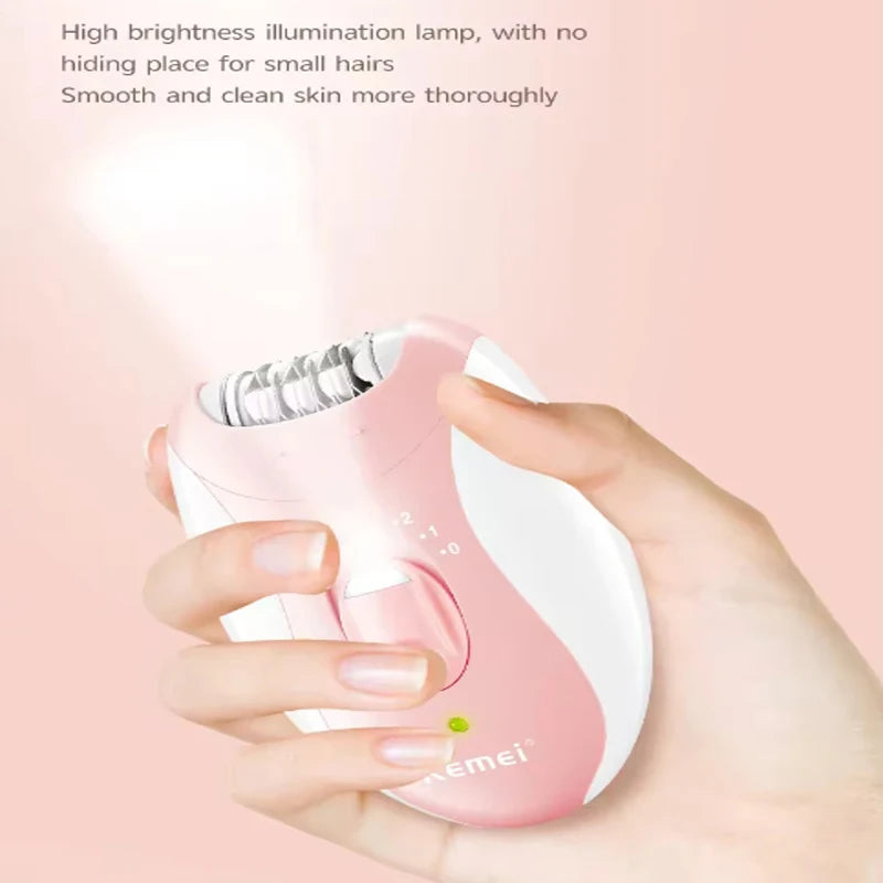 Kemei Women Epilator Electric Hair Removal Facial Body Lady Bikini Legs Arms Armpit Hair Remover Underarms Rechargeable