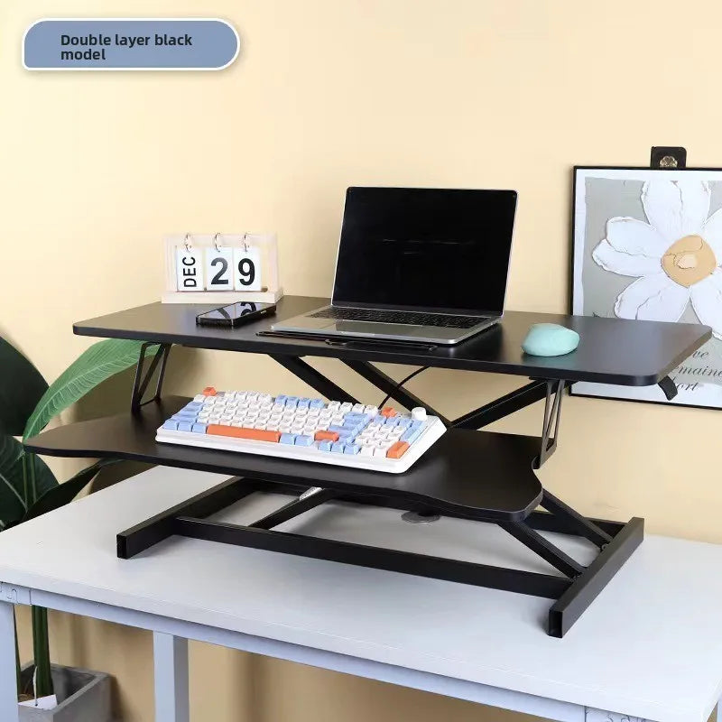 Pneumatic Standing Desk Laptop Table Foldable Adjustable Height Office Desktop Riser for Computer Notebook Workstation