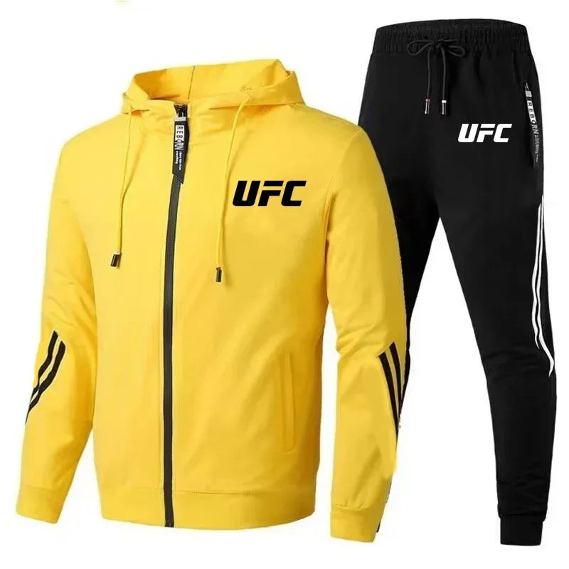 New Men's Casual Sportswear Set, Fashionable UFC Pants and Jackets, Printed Outdoor Motorcycle Comfort Men's Set 2025