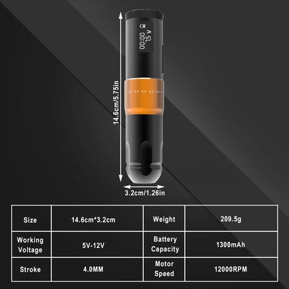 Kit completo per tatuaggi, macchinetta per tatuaggi wireless con corsa regolabile da 2,7 a 4,5 mm, penna per tatuaggi e cartucce miste per tatuatori.