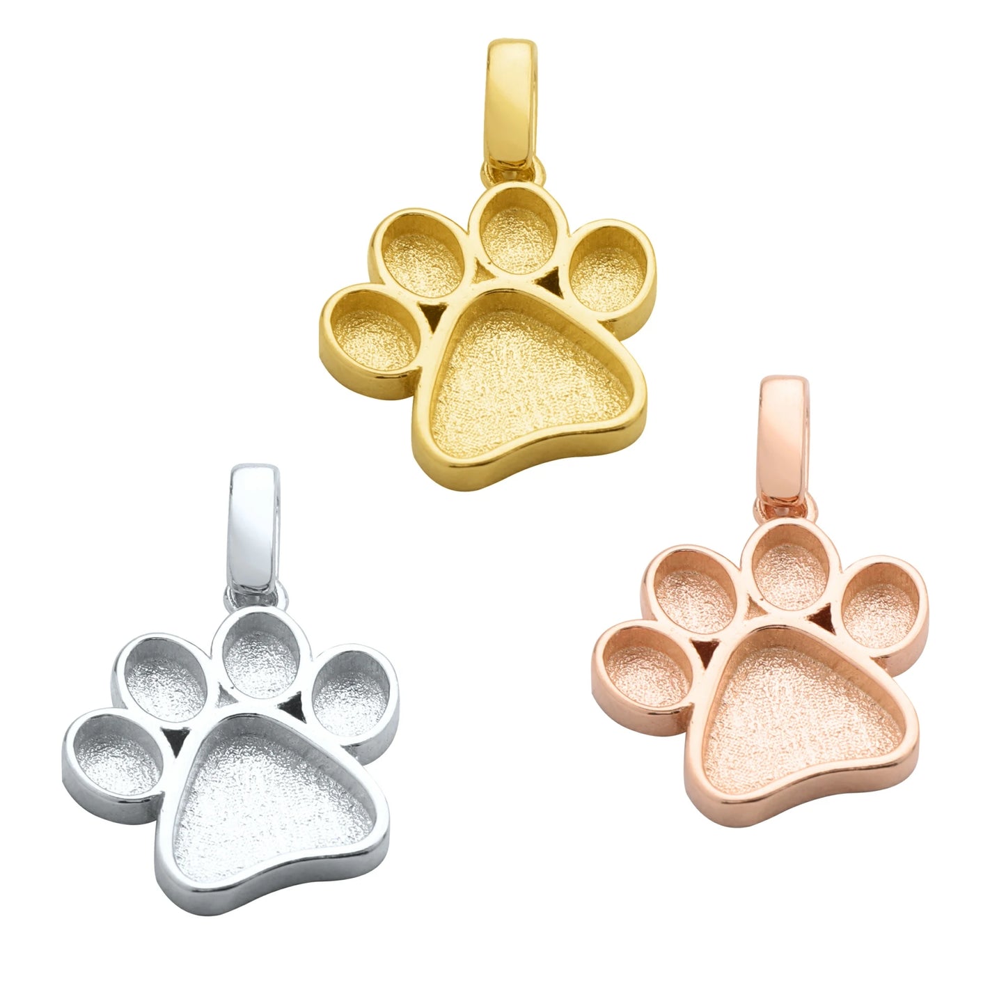Ciondolo a forma di zampa di cane in resina, 13 mm, con incastonatura a castone, in argento sterling 925 massiccio placcato oro rosa, codice 1431165.