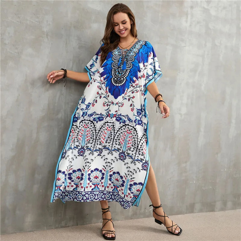 Women's Clothing Kaftan Dresses for Women Plus Size Bathing Suit Cover up Caftan Maxi Beach Dresses