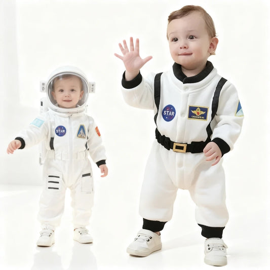Nuovo costume da astronauta per neonati e bambini, tuta spaziale ricamata, tutina per feste, costume di Halloween, salopette invernale a maniche lunghe.