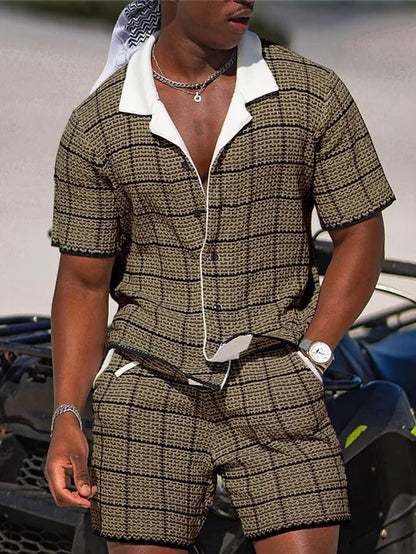 Completo da vacanza hawaiano da uomo, estivo, con camicia a maniche corte e pantaloncini, set di 2 pezzi, streetwear alla moda, abbigliamento casual con stampa 3D.