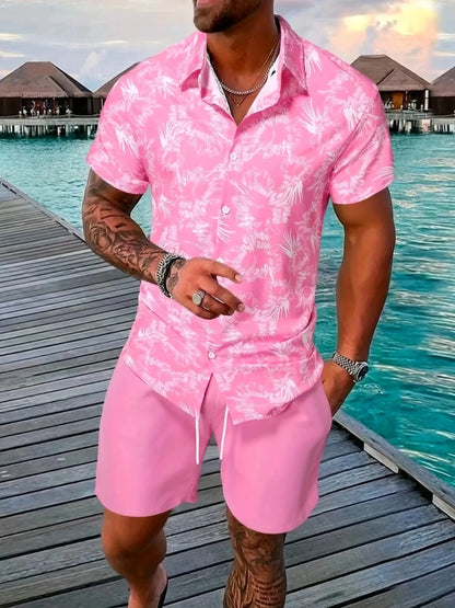Completo uomo 2024 con stampa patchwork, risvolto, maniche corte, camicia casual, pantaloncini da spiaggia, abbigliamento streetwear estivo, vacanze, completo hawaiano, taglie S-5XL.