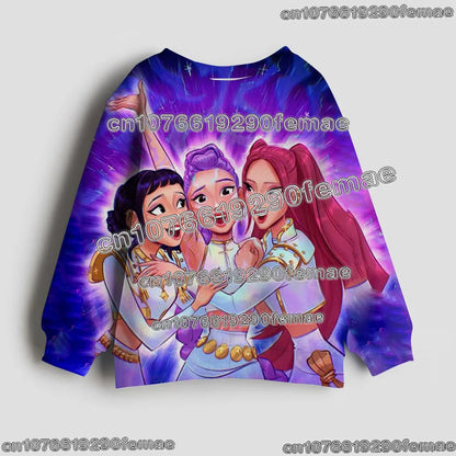 Maglione per bambini con motivo KPOP Demon Hunter Huntrix 2026, maniche lunghe, alla moda, casual, per primavera e autunno.
