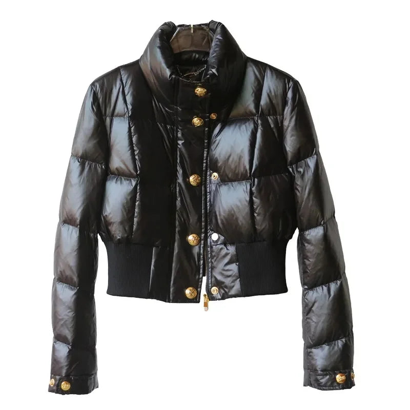 Fashion Single-Breasted Zipper Cotton-Padded Jacket 2025 Women Winter New Warm Cotton Coat Black White Bread Puffer Coats Female