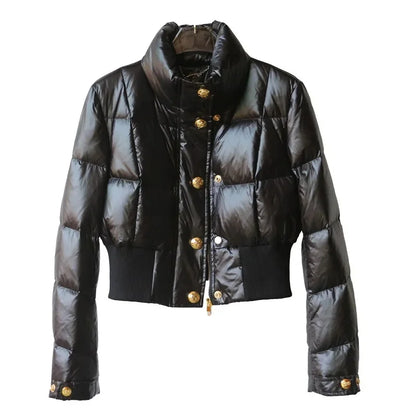 Fashion Single-Breasted Zipper Cotton-Padded Jacket 2025 Women Winter New Warm Cotton Coat Black White Bread Puffer Coats Female