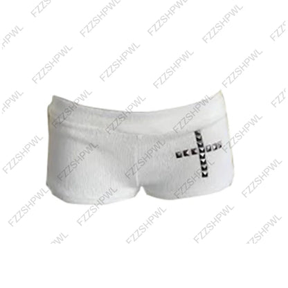Dark style Hip Hop Harajuku Rivet design Y2K Shorts Rock Gothic Fashion Crop Shorts Vintage Chic Hot pants Streetwear Punk Pants