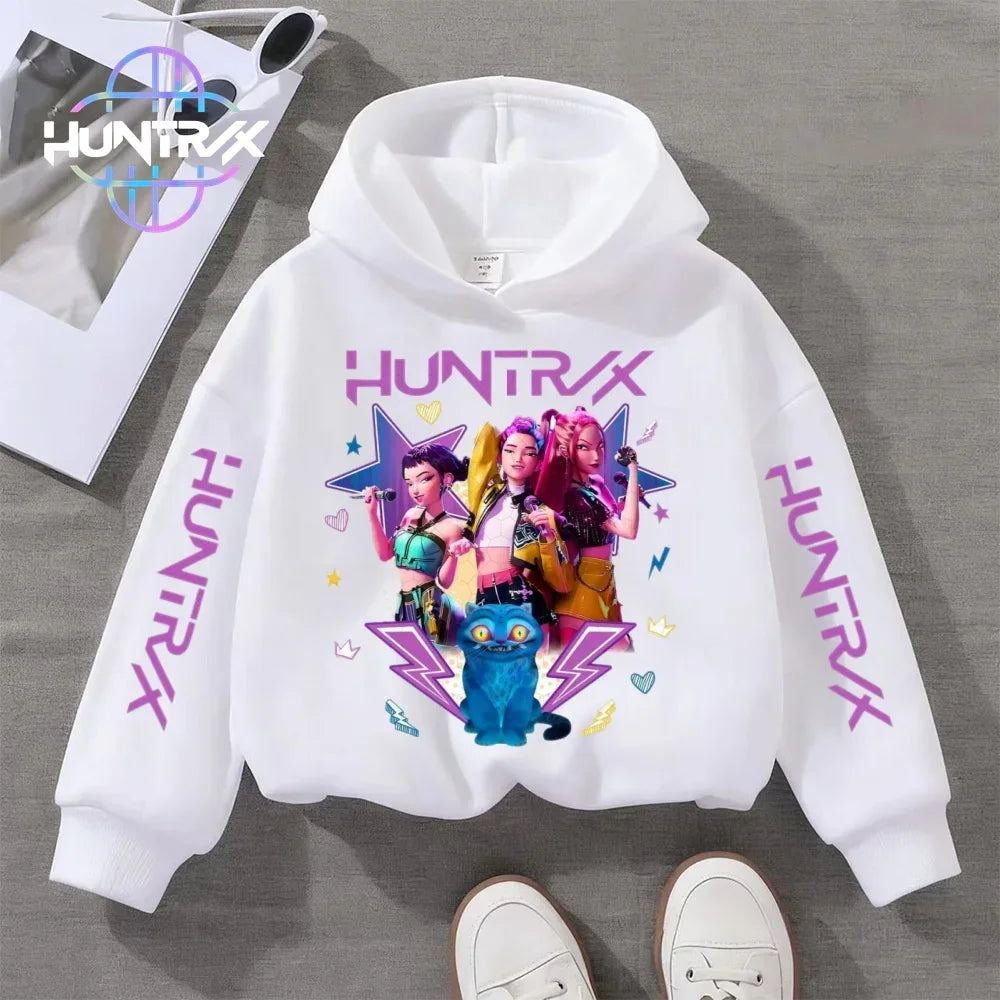 Felpa con cappuccio KPop Demon Hunters per bambini dai 3 ai 14 anni, con grafica Derpy, calda felpa autunnale
