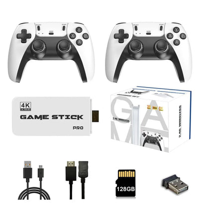 Console di gioco wireless M15 4K con oltre 40.000 giochi, scheda TF da 64 GB e doppi controller 2.4G, compatibile con giochi PS1/arcade e classici.